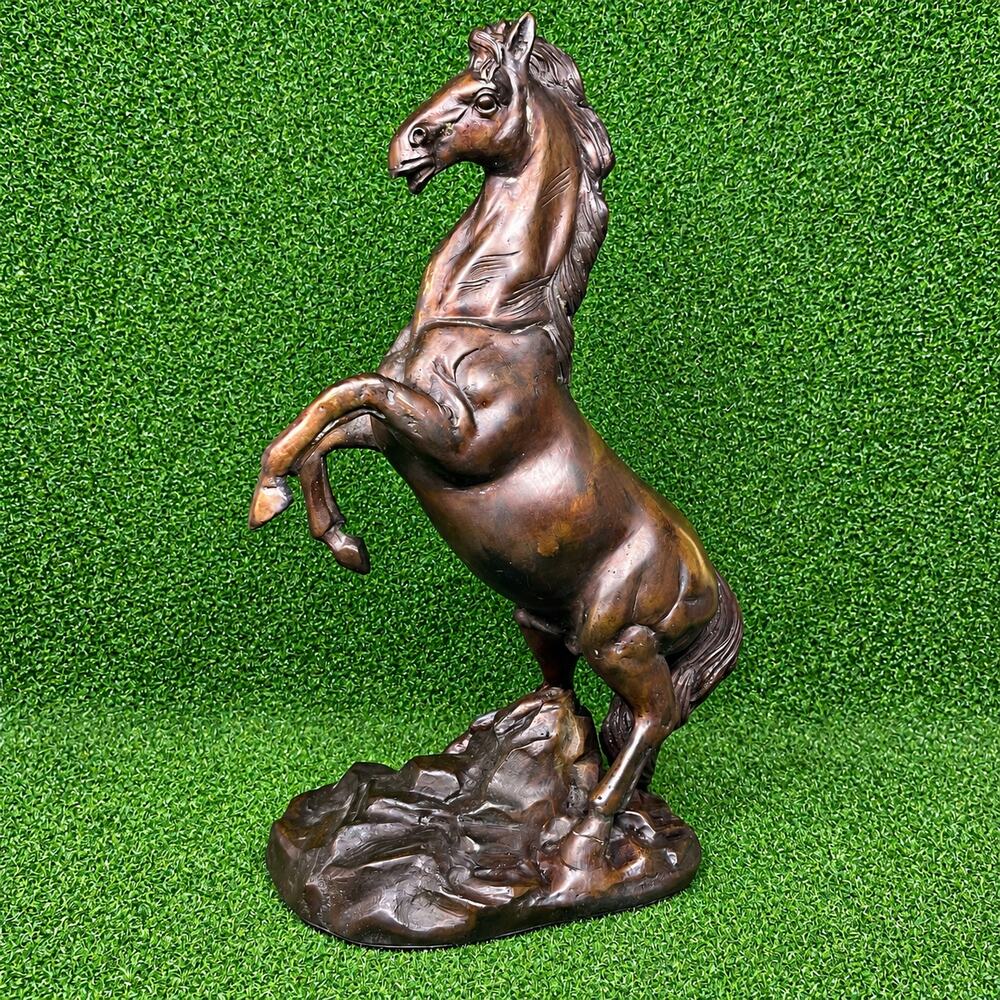 Maitland Smith Rearing Horse Sculpture Bronze Tone Statue Handmade Thailand 16"